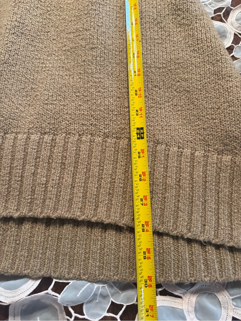 Free People Brookside Tunic Sweater Large Camel Oversized Slouchy V Neck Boho C5 - Picture 10 of 13